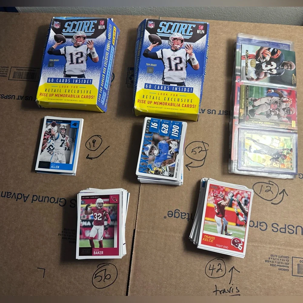 Football Trading Cards I got in an auction  Score boxes are opened incomplete